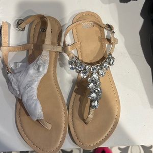 Brand New Tan Jeweled Sandals